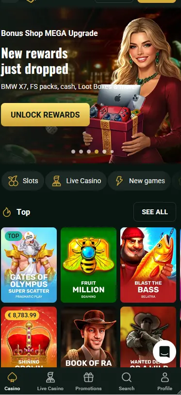 Goldex Casino App – Mobile Ansicht auf Android und iOS