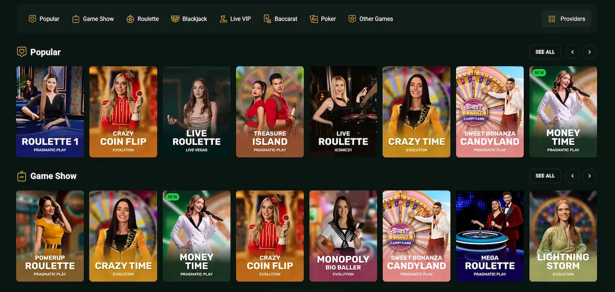 Goldex Casino Live Casino – Evolution Gaming und Pragmatic Play Live Tische